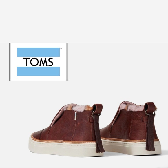 NWT TOMS Paxton Leather Faux Leo Fur Chukkar Sneaker Size 11 - Picture 2 of 13